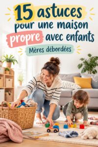 Une maman organisant une activité de nettoyage avec ses enfants dans la maison