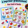 Un modèle de bingo imprimable pour enfants avec des images colorées et ludiques