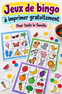 Un modèle de bingo imprimable pour enfants avec des images colorées et ludiques
