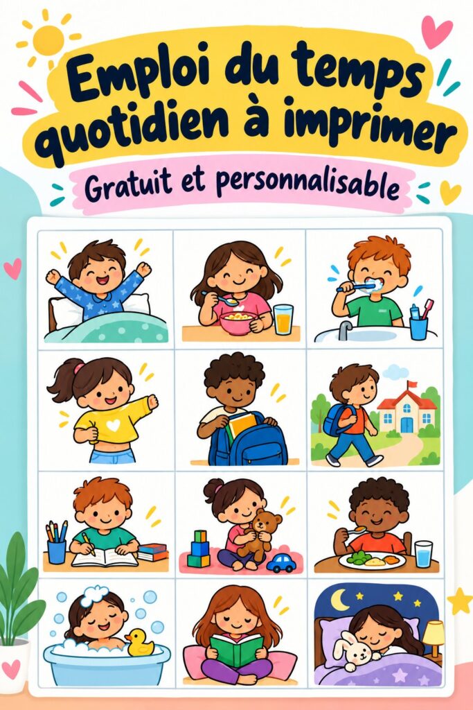 Emploi du temps quotidien pour enfant à imprimer
