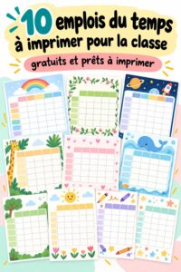 Modèle d'emploi du temps scolaire Montessori pour enfants