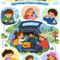 Enfants apprenant des gestes quotidiens en voyage