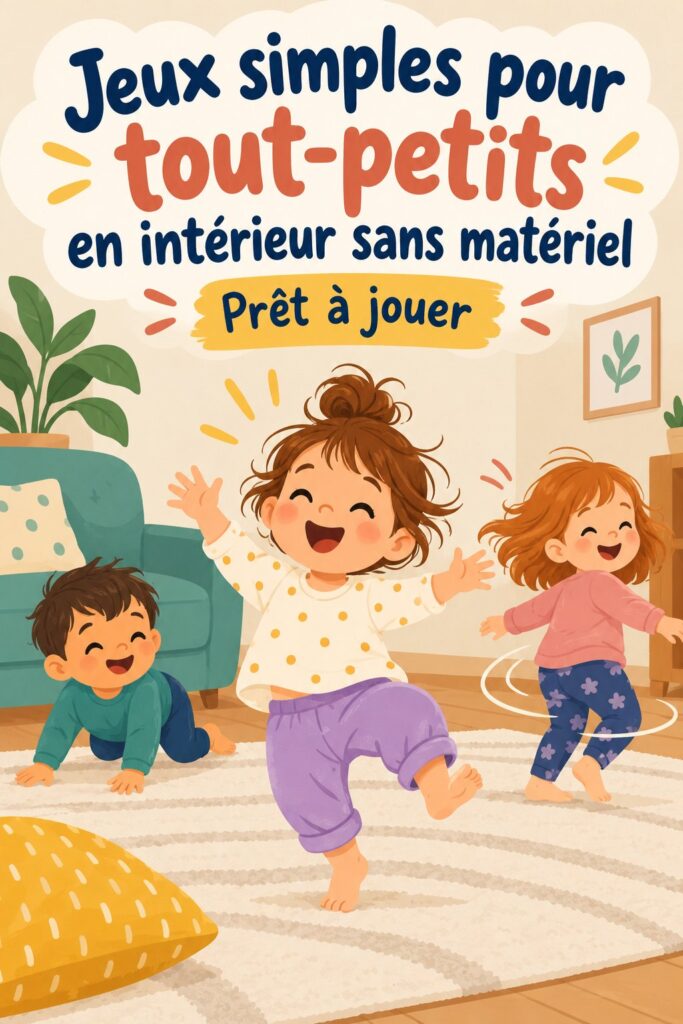Un enfant en train de jouer à un jeu simple à l'intérieur sans matériel, illustrant l'idée de jeux pour tout-petits.