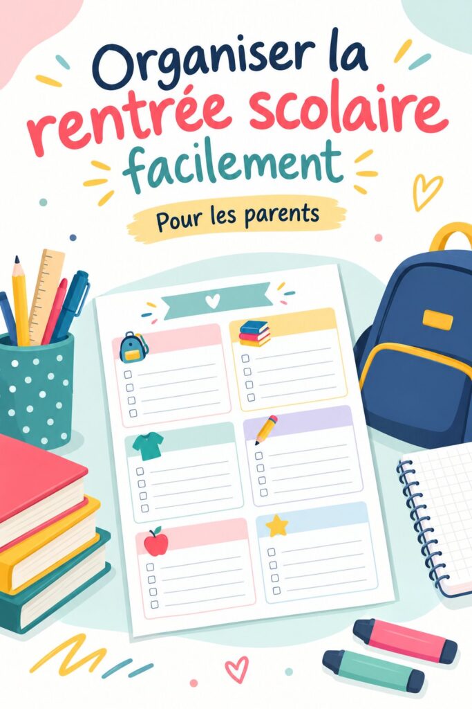 Une maman organisant le matériel scolaire pour la rentrée