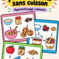Un enfant prépare un encas facile sans cuisson avec sa mère.