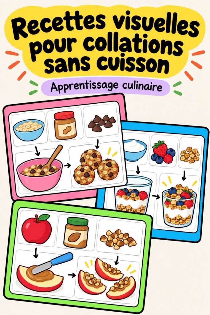 Un enfant prépare un encas facile sans cuisson avec sa mère.