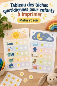 Tableau de routine pour enfants avec illustrations colorées