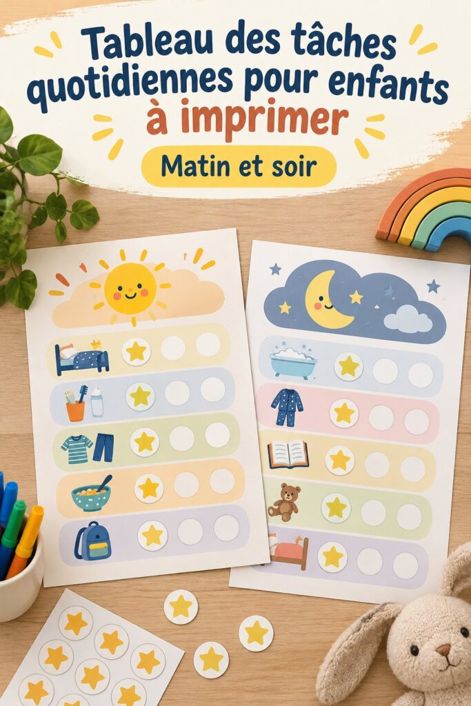 Tableau de routine pour enfants avec illustrations colorées