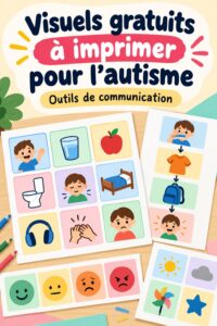 Un ensemble de visuels imprimables colorés pour aider les enfants autistes dans leur quotidien.